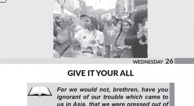 Wednesday 26th July, Today’s Article: Give It Your All
