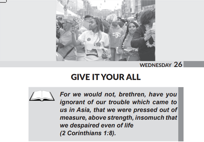 Wednesday 26th July, Today’s Article: Give It Your All