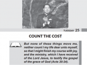 Tuesday 25th July, Today’s Article: Count The Cost