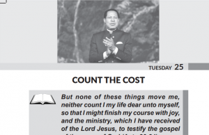 Tuesday 25th July, Today’s Article: Count The Cost